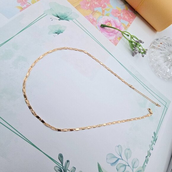 Textured Rose Gold Chain Necklace, 18+2 Inch, Gold Plated Brass, XPNL0104 - Picture 10 of 12